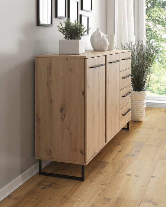 Meubella dressoir saturn eiken zwart 159 cm mykrbx2r1go0