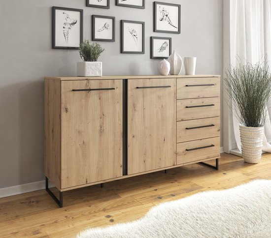 Meubella dressoir saturn eiken zwart 159 cm mykrv3lvkmz9