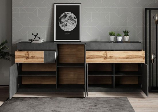 Meubella dressoir sublime grijs eiken 219 cm rpp75kjpxjrq