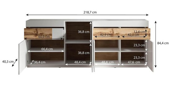 Meubella dressoir sublime wit eiken 219 cm rgm3gobkvvyl