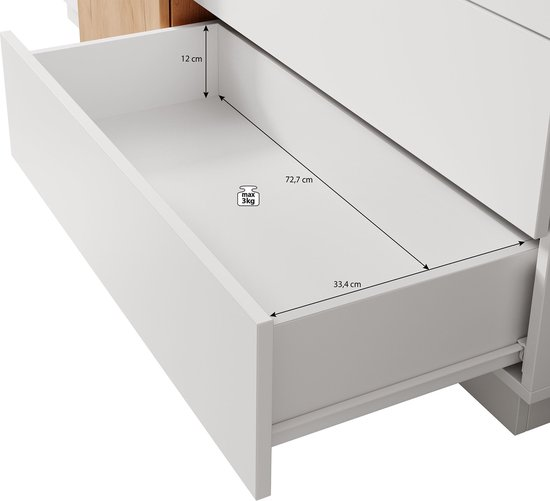 Meubella dressoir three wit eiken 160 cm 4qrnnn76lm7j wqw2g8