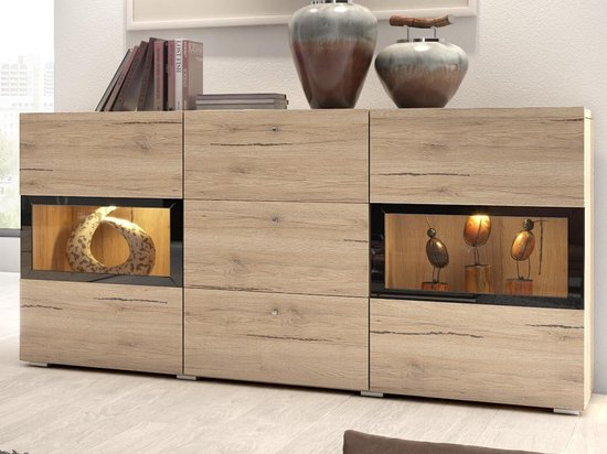 Mobistoxx commode babel, sanremo eik, dressoir met 2 deuren en 3 ladesn, zonder led n7wezgzyng2v mjzo4kp