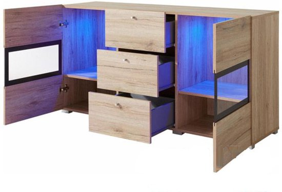 Mobistoxx commode babel, sanremo eik, dressoir met 2 deuren en 3 ladesn, zonder led yvqqkwkno8l2 mjzo4kp