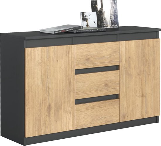 Pro meubels dressoir detroit antraciet eiken 120cm kast b8x38o7p4jqx o7zrqzn