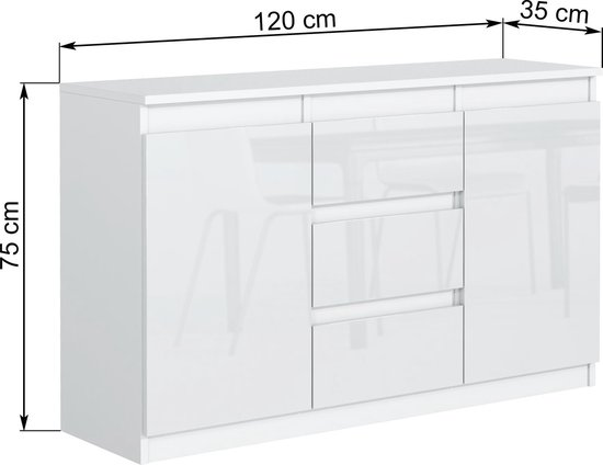 Pro meubels dressoir detroit antraciet eiken 120cm kast g5onqlme5qry